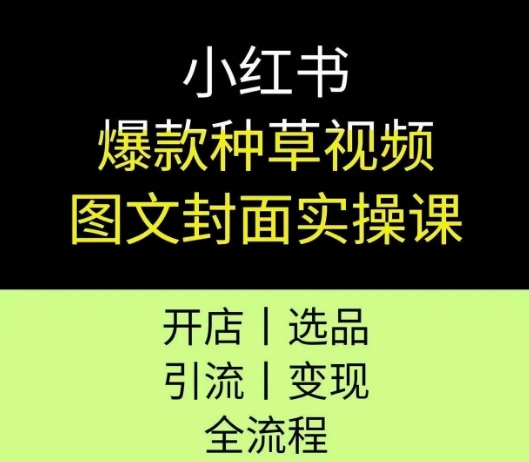小红书爆款种草视频图文封面实操课，开店、选品、引流、变现全流程-八瞄副业网