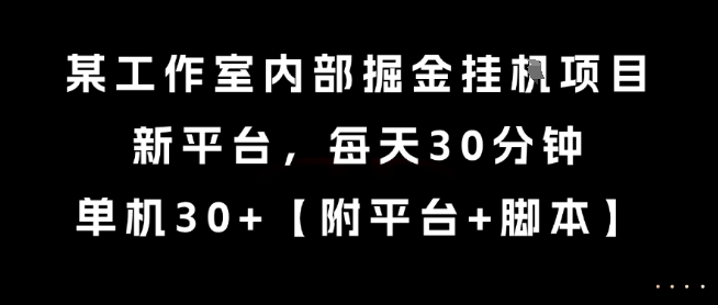 某工作室内部掘金挂G项目，新平台，每天30分钟，单机30+【揭秘】-八瞄副业网