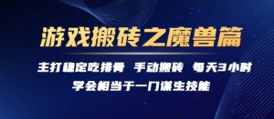 游戏搬砖之魔兽篇，稳定吃排骨每天3小时【揭秘】-八瞄副业网