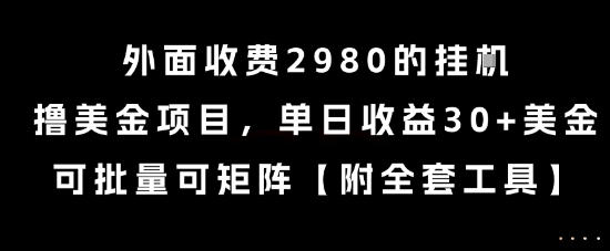 外面收费2980的挂G撸美金项目，单日收益30+美金，可批量可矩阵【揭秘】-八瞄副业网