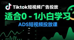 Tiktok短视频广告投放，适合0-1小白学习ADS短视频投放课-八瞄副业网