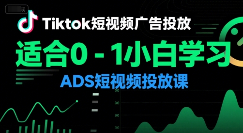 Tiktok短视频广告投放,适合0-1小白学习ADS短视频投放课-八瞄副业网