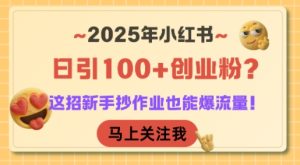 2025年小红书日引100+创业粉？这招新手抄作业也能爆流量！-八瞄副业网