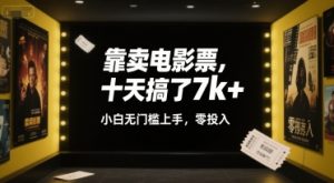 靠卖电影票,十天搞了7k+,小白无门槛上手,零投入【揭秘】-八瞄副业网