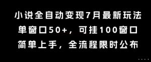 小说全自动变现7月玩法，单窗口50+，可挂100窗口，简单上手，全流程限时公布【揭秘】-八瞄副业网