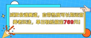 减肥食谱赛道，自带热度可长期运营，养老玩法，单日轻松搞定769-八瞄副业网