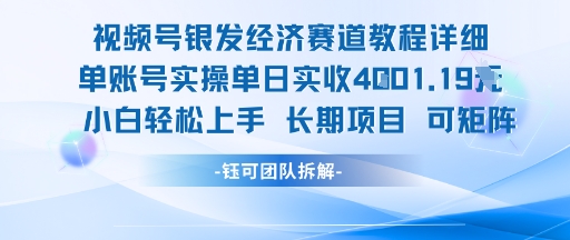 视频号银发经济赛道单账号实操单日实收1k+，小白轻松上手长期项目-八瞄副业网