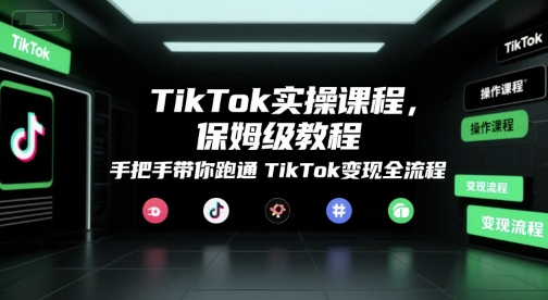 TikTok实操课程,保姆级教程,手把手带你跑通TikTok变现全流程-八瞄副业网