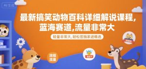 最新搞笑动物百科详细解说课程,蓝海赛道,流量非常大,轻松签独家进精选-八瞄副业网