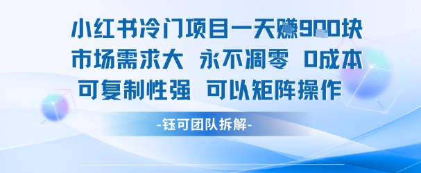 小红书冷门项目一天收益9张,市场需求大,0成本,可复制性强可以矩阵操作-八瞄副业网
