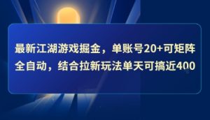 最新江湖游戏掘金,单账号20+可矩阵全自动 ,结合拉新玩法单天可搞4张+【揭秘】-八瞄副业网