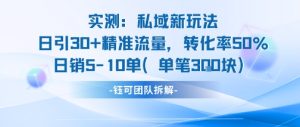 实测私域新玩法日引30加精准流量转化率50%日销5-10单每笔3张-八瞄副业网