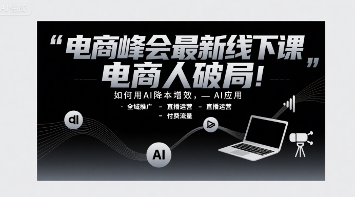 电商峰会最新线下课,电商人破局,如何用AI降本增效,AI应用-全域推广-直播运营-付费流量-八瞄副业网