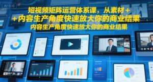 短视频矩阵运营体系课,从素材+内容生产角度快速放大你的商业结果-八瞄副业网