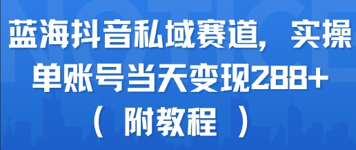 蓝海抖音私域赛道，实操单账号当天变现288+(附教程)-八瞄副业网