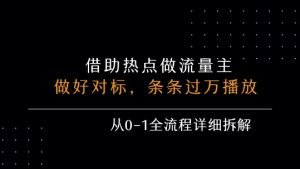 借力热点,乘顺风车玩流量主,条条过万播放, 每月收益5k+,从0-1全流程详细拆解-八瞄副业网