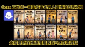 coze工作流一键生成”中年男人困境扎心高涨粉高播放量图文视频”保姆级拆解教程，无需剪辑，无需拍摄写文案-八瞄副业网