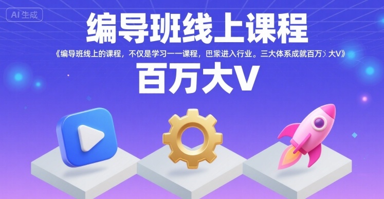 编导班线上课程,不仅是学习一门课程,更是进入一个行业,三大体系成就百万大V-八瞄副业网
