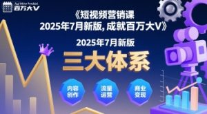 短视频营销课2025年7月新版，三大体系成就百万大V-八瞄副业网