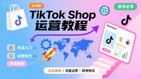 TikTok Shop从0到1运营教程,TikTok跨境电商新手必学课程-八瞄副业网
