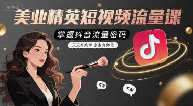 美业精英短视频流量课,掌握抖音流量密码,天天有询单,条条有转化-八瞄副业网