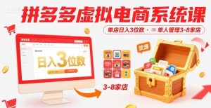 拼多多虚拟电商系统课,单店日入3位数,单人可管理3-8家店【附货源】-八瞄副业网