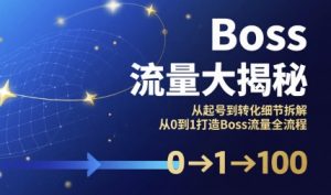 Boss流量大揭秘,从起号到转化细节拆解,从0到1打造Boss流量全流程-八瞄副业网