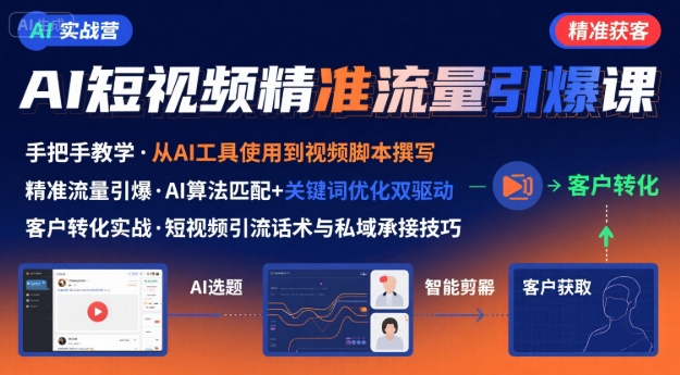 AI+短视频引爆精准客户实战营,手把手教你引爆Ai短视频精准流量-八瞄副业网