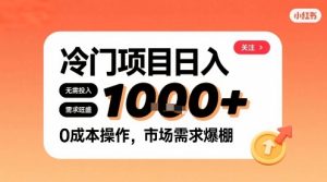 在小红书上发现个冷门路子，需求不小，零成本操作，每天能有1k进账-八瞄副业网