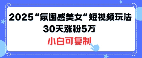 不露脸也能火！2025“氛围感美女”短视频玩法，30天涨粉5W小白可复制-八瞄副业网