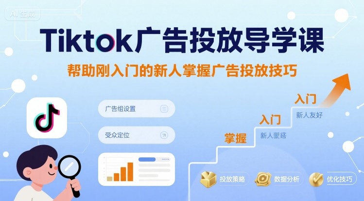 Tiktok广告投放导学课，帮助刚入门的新人掌握广告投放技巧-八瞄副业网