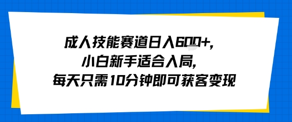 成人技能赛道日入多张，小白新手适合入局，每天只需10分钟即可获客变现-八瞄副业网