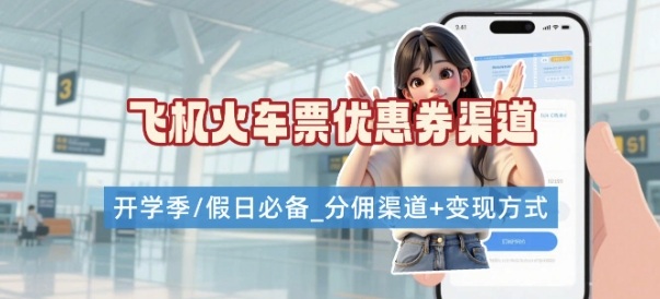 学生党必看！机票火车票优惠券申请渠道 + 项目打法，开学季节日速存-八瞄副业网