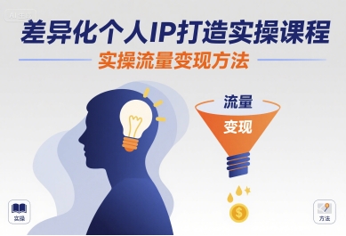 差异化个人IP打造实操课程，实操流量变现方法-八瞄副业网