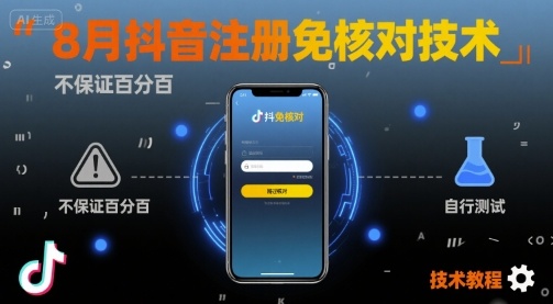 8月抖音注册免核对技术，不保证百分百，自测-八瞄副业网