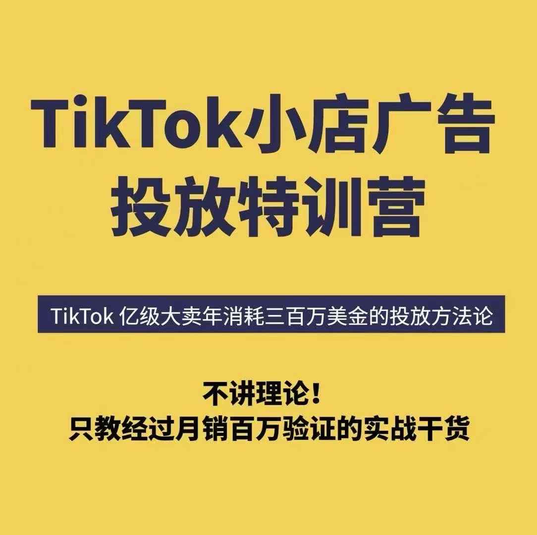 TikTok小店广告投放特训营,6天破局计划专治各种“投不动”,教你经过月销百万验证的实战干货-八瞄副业网