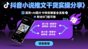 抖音小说推文干货实操分享,混剪+AI图片卡特效爆量全流程,0粉丝0门槛可做-八瞄副业网