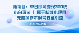 新项目单日即可变现3张的小白玩法无脑操作不封号安全引流-八瞄副业网