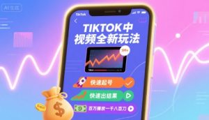 Tiktok中视频全新玩法，快速起号，快速出结果，百万播放一千八百刀-八瞄副业网