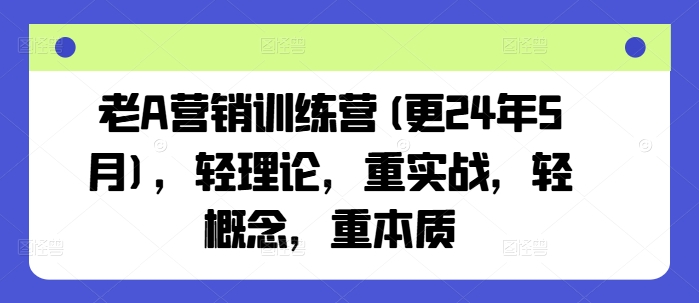 老A营销训练营(更25年8月),轻理论,重实战,轻概念,重本质-八瞄副业网
