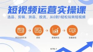 短视频运营实操课,选品、剪辑、测品、投流,从0到1轻松玩转短视频-八瞄副业网