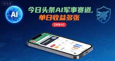 今日头条AI军事赛道,单日收益多张 ,手机可做【附指令】-八瞄副业网