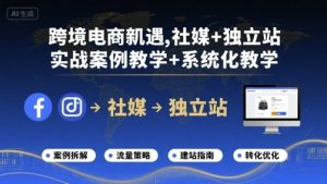 跨境电商新机遇，社媒+独立站，实战案例教学+系统化教学-八瞄副业网