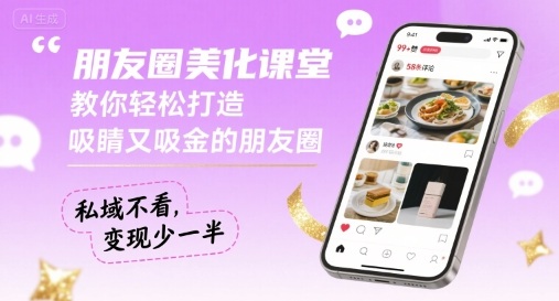 朋友圈美化课堂,教你轻松打造,吸睛又吸金的朋友圈,私域不看,变现少一半-八瞄副业网