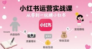 小红书运营实战课，从零到一玩賺小红书-八瞄副业网