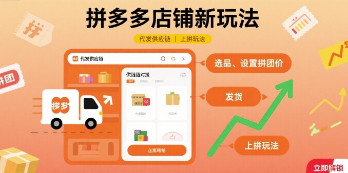 拼多多店铺新玩法，代发供应链上拼玩法-八瞄副业网