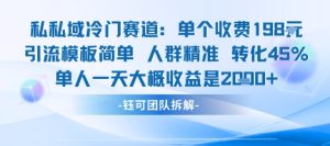 私域冷门赛道单个收费198米引流模板简单人群精准 45%的转化率单人一天大概收益多张-八瞄副业网