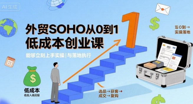 外贸SOHO从0到1低成本创业课,能够立刻上手实操与落地执行-八瞄副业网