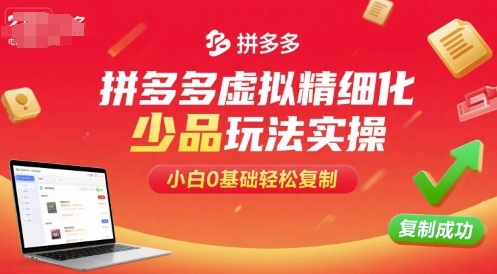 拼多多虚拟精细化少品玩法实操，小白0基础轻松复制-八瞄副业网