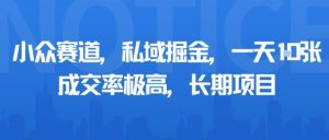 小众赛道，私域掘金，一天多张，成交率极高，长期项目-八瞄副业网
